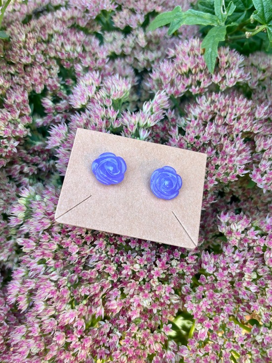 Jewelry - Rose Jade Stud Earrings. With sterling silver backs.